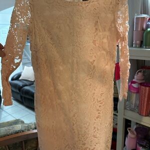 Vince Camuto Floral Lace Long Sleeve Dress in Cream